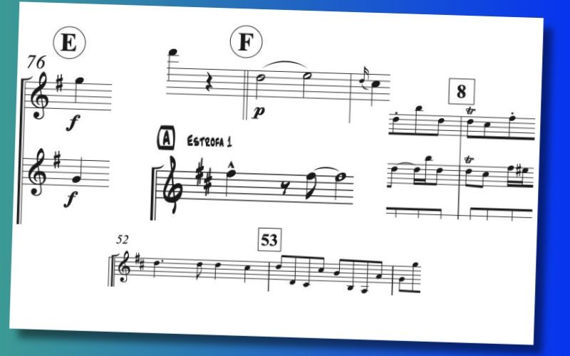 Marcas de ensayo en la partitura